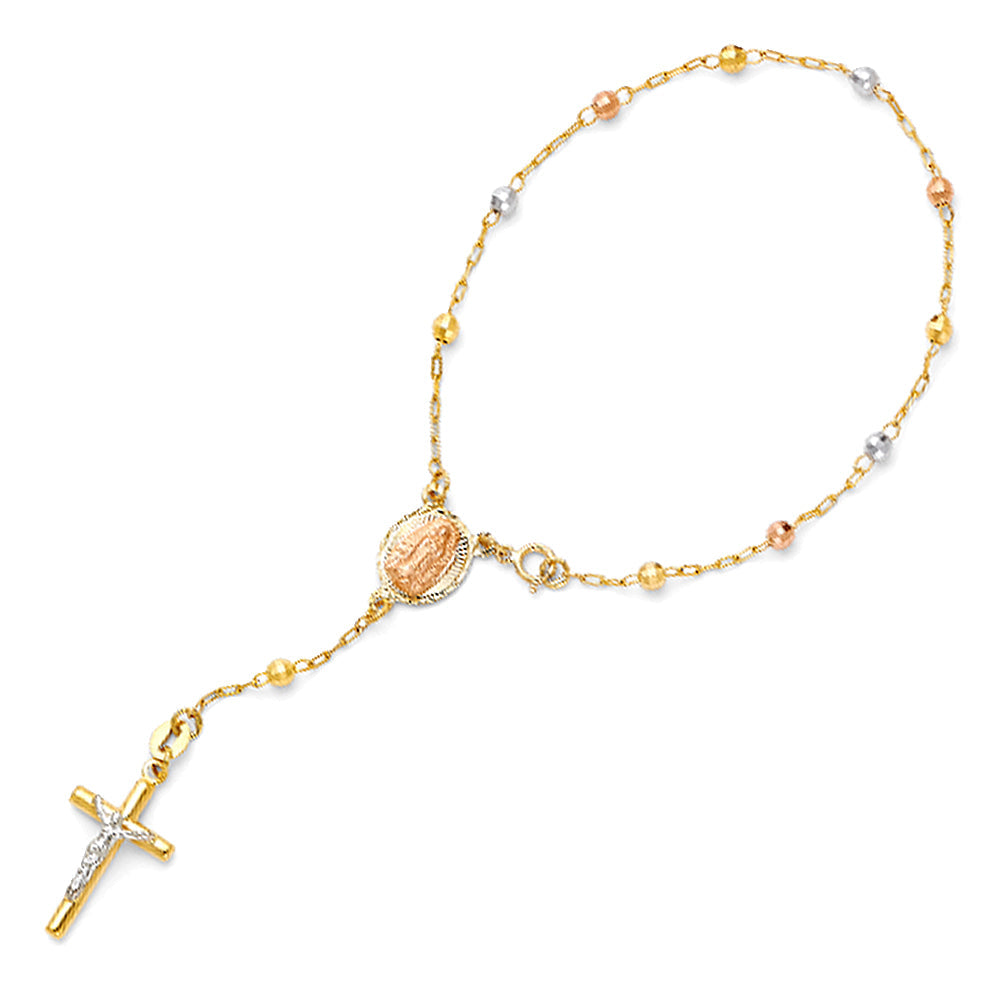 14K Two Tone Gold Rosary Bracelet