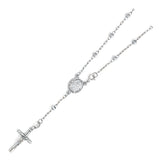 14K White Gold 3mm Moon Cut Ball Rosary Bracelet