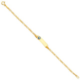 14K Yellow Gold 6inches Baby ID Bracelet With Evil Eye