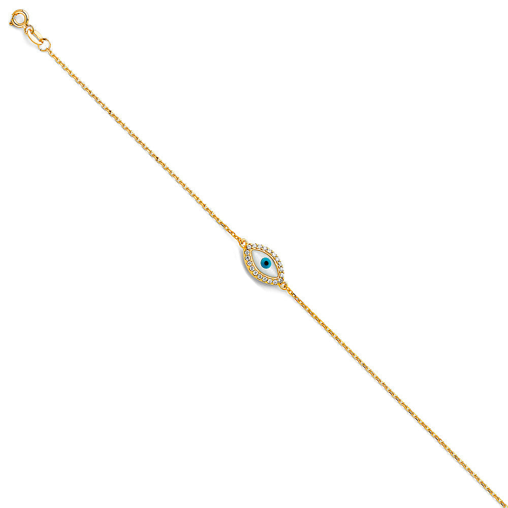 14K Yellow Evil Eye chain Bracelet