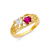 14K Yellow Gold CZ Rings and Mother Semanario Ring
