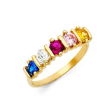 14K Yellow Gold CZ Rings and Mother Semanario Ring