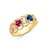 14K Yellow Gold CZ Rings and Mother Semanario Ring