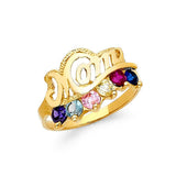 14K Yellow Gold CZ Rings and Mother Semanario Ring