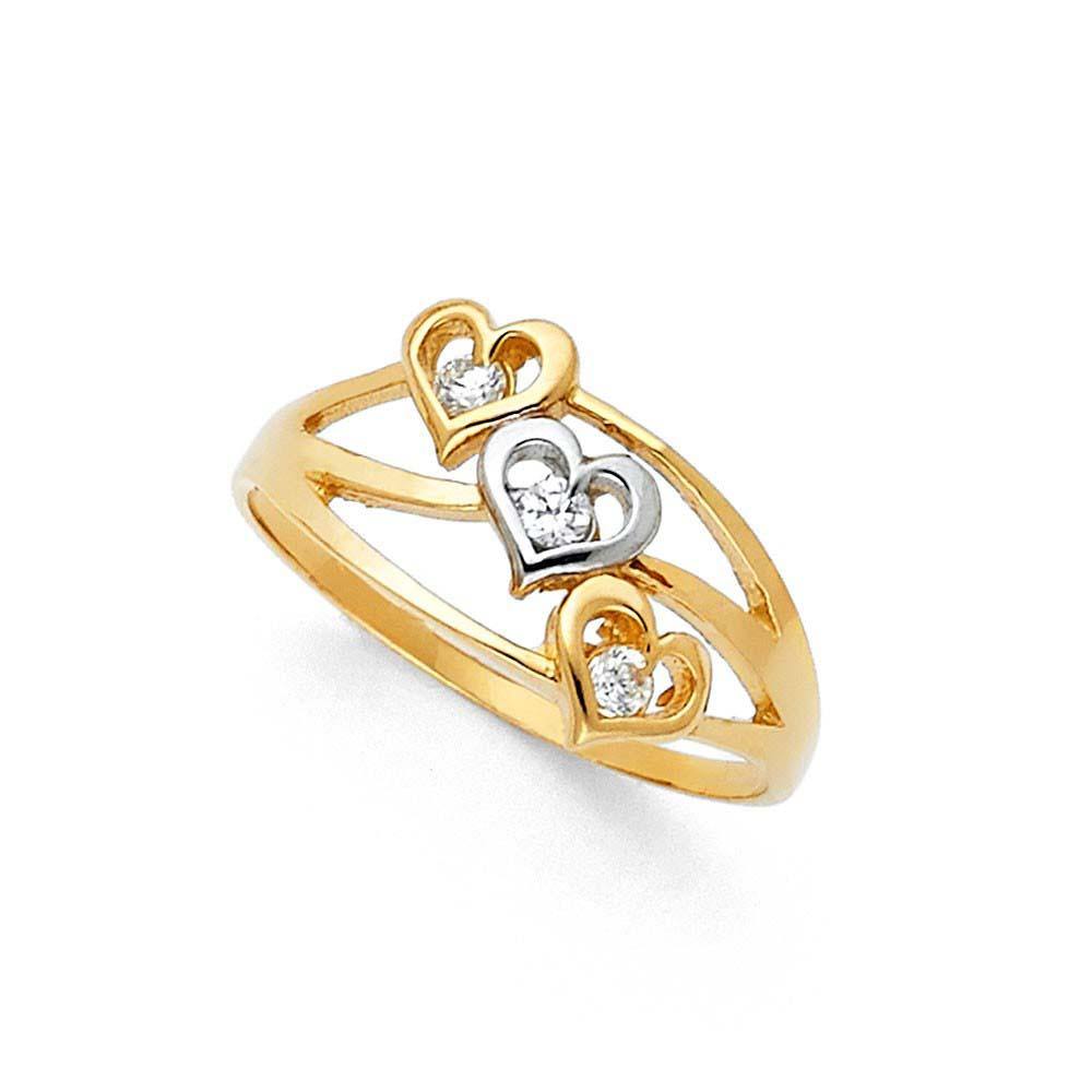 14K Yellow Gold 10mm Clear CZ Semanario Ring - silverdepot