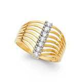 14K Yellow Gold 15mm Clear CZ Semanario Ring