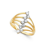 14K Yellow Gold 17mm Clear CZ Semanario Ring