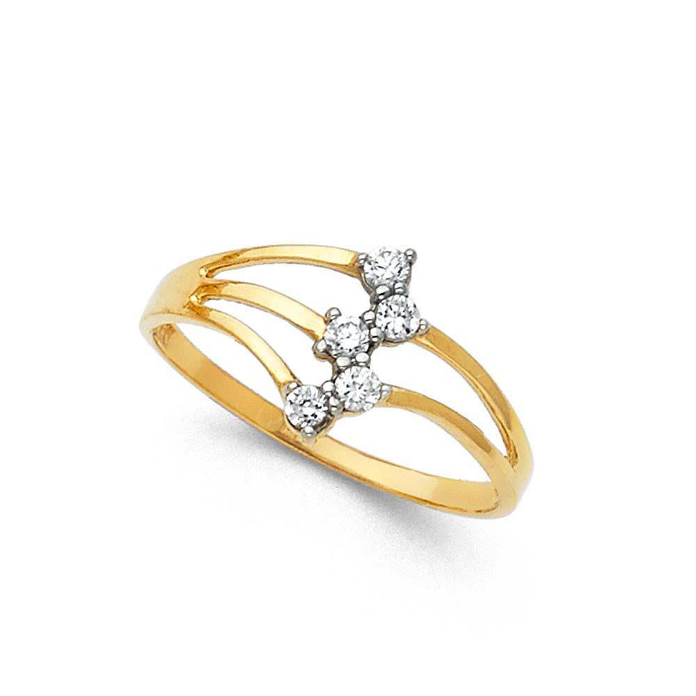 14K Yellow Gold 10mm Clear CZ Semanario Ring - silverdepot