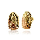 OroKarat 14K Tricolor Gold Virgin Mary Screw Back Stud Earring