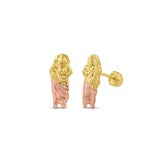 OroKarat 14K Tricolor Gold Saint Jude Screw Back Stud Earring