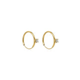 OroKarat 14K Yellow Gold Hoop With A Single CZ Huggie Earring