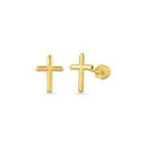 OroKarat 14K Yellow Gold Cross Screw Back Stud Earring