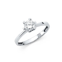 Load image into Gallery viewer, 14K White Gold Polished Clear CZ Engagement Ring - silverdepot