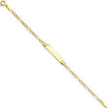 Load image into Gallery viewer, 14K Yellow Gold 060 Hollow Figaro 3+1 Baby ID Bracelet