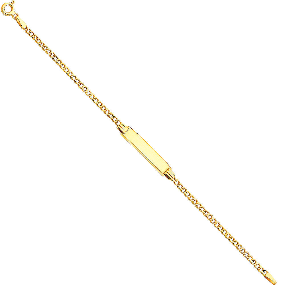 14K Yellow Gold 060 Hollow Cuban Baby ID Bracelet