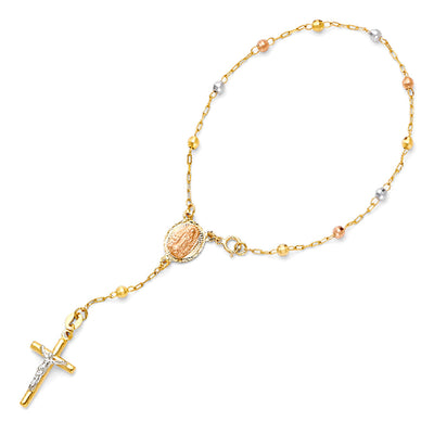 14K Two Tone Gold Rosary Bracelet