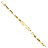14K Yellow Gold 6inches Figaro Frame Junior ID Bracelet