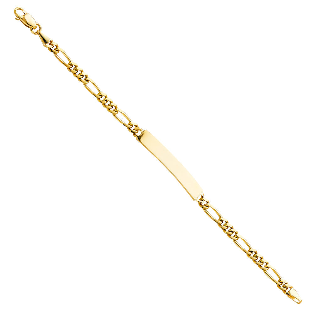 14K Yellow Gold Plain Figaro Junior ID Bracelet