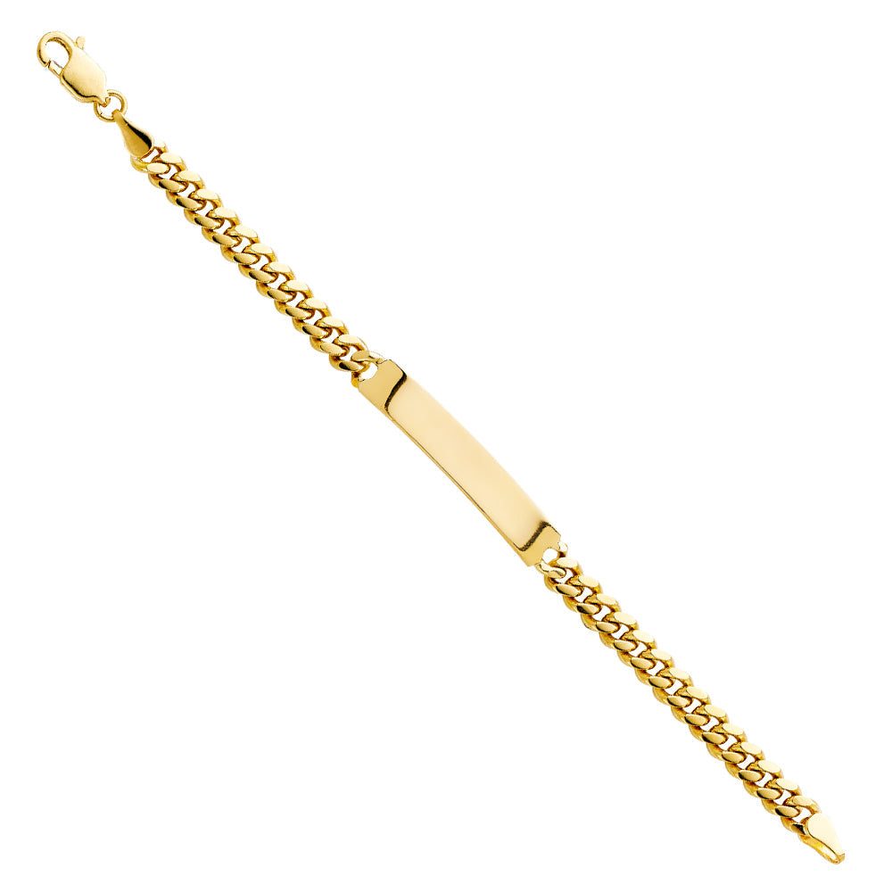 14K Yellow Gold Cuban Plain Junior ID Bracelet