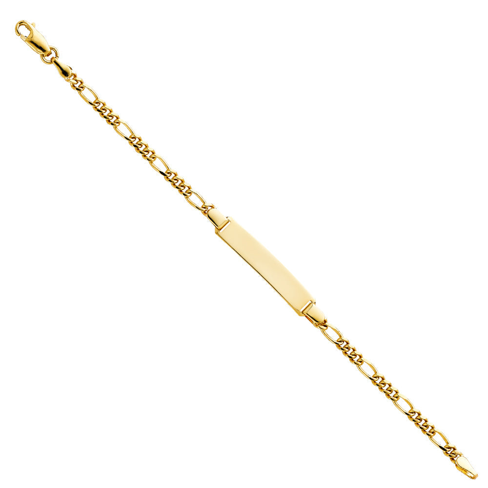 14K Yellow Gold Figaro Plain Baby ID Bracelet