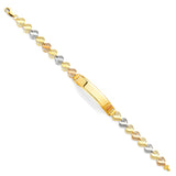 14K Tri Color Gold Hearts Guadalupe ID Bracelet