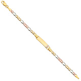 14K Tri Color Gold Figaro 3+1 080 Guadalupe Baby ID Bracelet