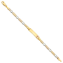 Load image into Gallery viewer, 14K Tri Color Gold Figaro 3+1 080 Cross Baby ID Bracelet
