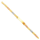 14K Tri Color Gold Herat Link Guadalupe Baby ID Bracelet