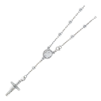 14K White Gold 3mm Moon Cut Ball Rosary Bracelet