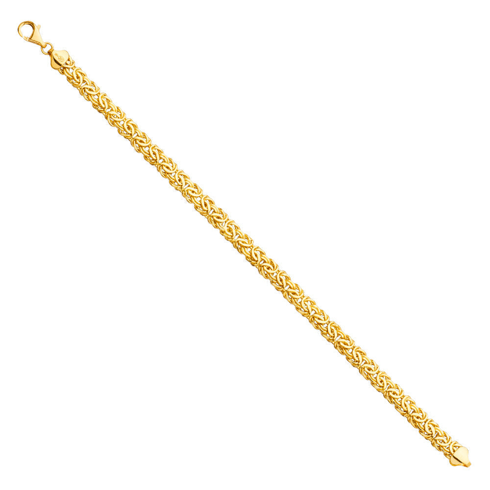14K Yellow Gold Hollow Byzantine Oval Bracelet