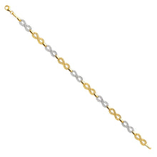 Load image into Gallery viewer, 14K Two Tone Gold Infinity Crystal DC Bracelet