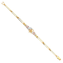 Load image into Gallery viewer, 14K Tri Color Gold Dolphine CZ Bracelet