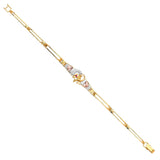 14K Tri Color Gold Dolphine CZ Bracelet