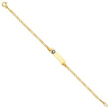 Load image into Gallery viewer, 14K Yellow Gold 6inches Baby ID Bracelet With Evil Eye
