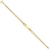 14K Yellow Gold CZ Baby ID Bracelet With Evil Eye