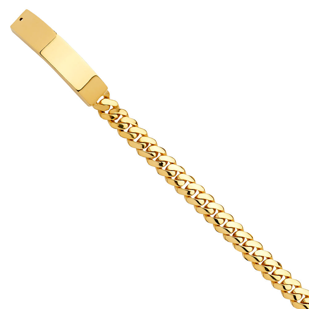 14K Yellow Gold Solid Link Military ID Bracelet