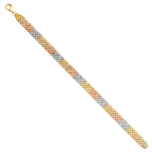 Load image into Gallery viewer, 14K Tri Color Gold Crystal Cut Bracelet
