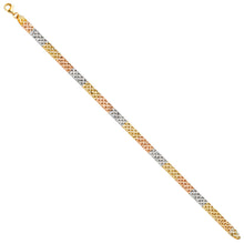 Load image into Gallery viewer, 14K Tri Color Gold Thick Crystal Cut Bracelet
