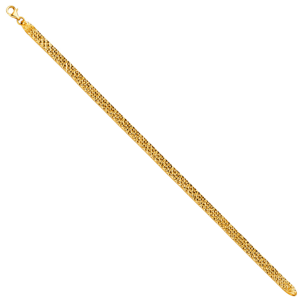 14K Yellow Gold Thick Crystal Cut Bracelet