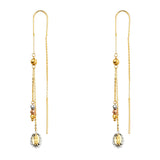 14K Tri Color Gold Hanging Earrings
