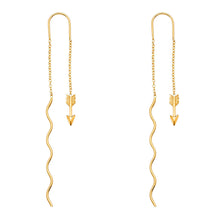 Load image into Gallery viewer, 14K Yellow Gold Arrow Front And Back Dangle Earrings