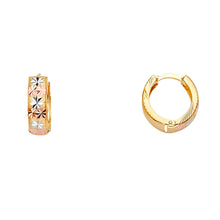 Load image into Gallery viewer, 14K Tri Color Gold Star Huggies Earrings