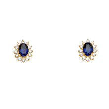 Load image into Gallery viewer, 14K Yellow Gold Blue CZ Earrings Or Set