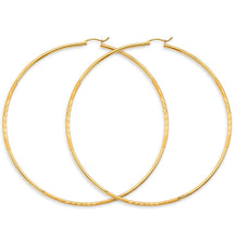 Load image into Gallery viewer, 14K Yellow Gold 2mm Budded DC Big Round Tube Hoop Earrings