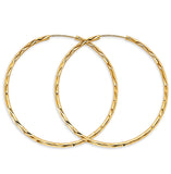 14K Yellow Gold Shiny DC Endless 1.8mm Hoop Earrings