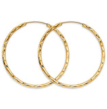 14K Yellow Gold Shiny 1.8mm DC Endless Hoop Earrings