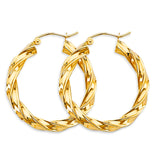 14K Yellow Gold 4mm Twisted 30mm Hoop Earrings