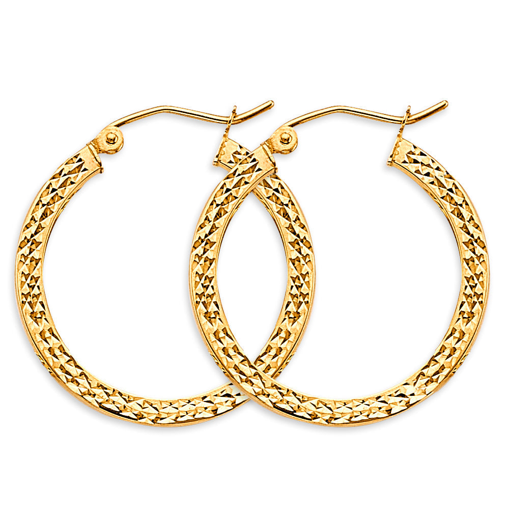 14K Yellow Gold 25mm DC Hoop Earrings