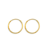 14K Yellow Gold 1mm Tube Endless 12mm Hoop Earrings
