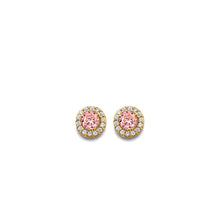 Load image into Gallery viewer, 14K Yellow Gold CZ Round October Birth Stone Earrings